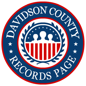 A round, red, white, and blue logo with the words 'Davidson County Records Page' in relation to the state of North Carolina.